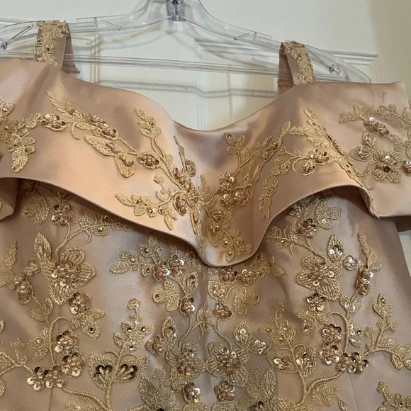 Elegant Gold Embellished Maxi Dress